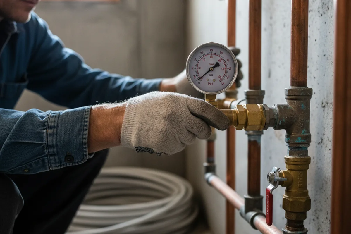 Pressure testing a repaired line during Water Line Repair in Oscar